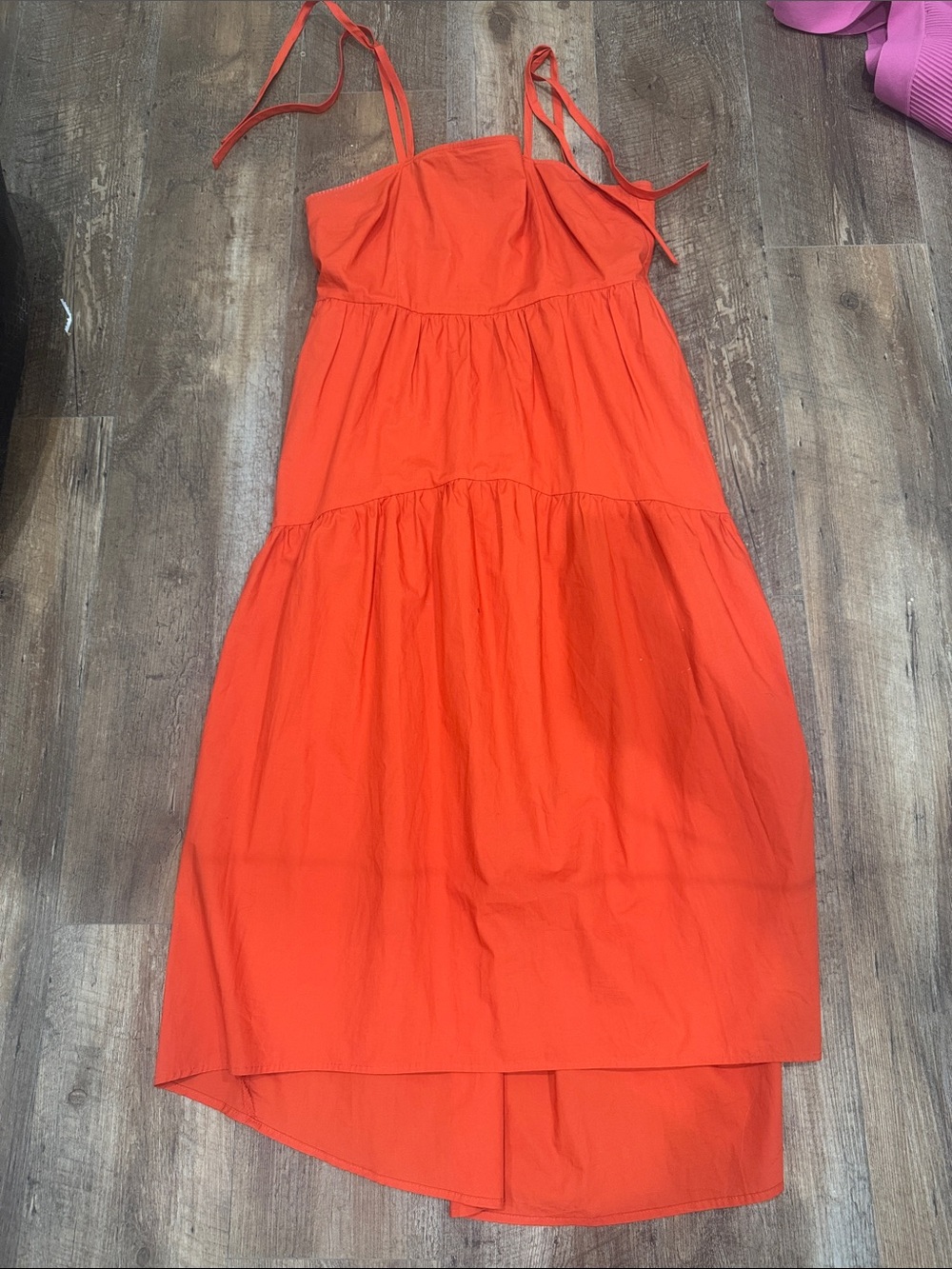 Who What Wear Orange Tiered Midi Dress